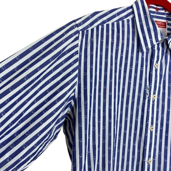 Robert Graham Men's Freshly Laundered Shirt Blue & White Striped Patchwork Sz L - Picture 4 of 16